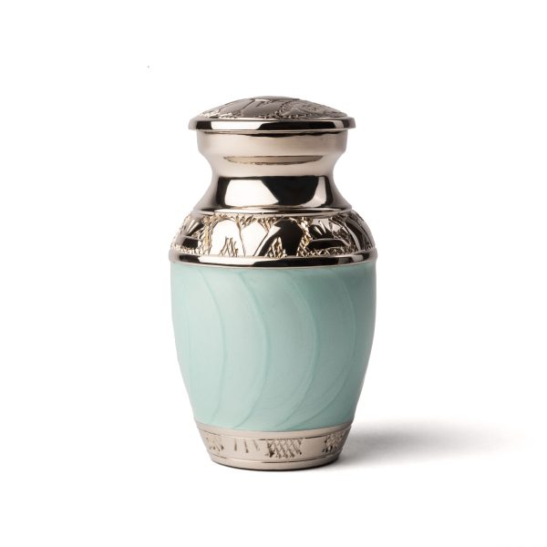 Blue Enamel Metal Urn Mini